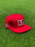 Red DSG snapback hat.